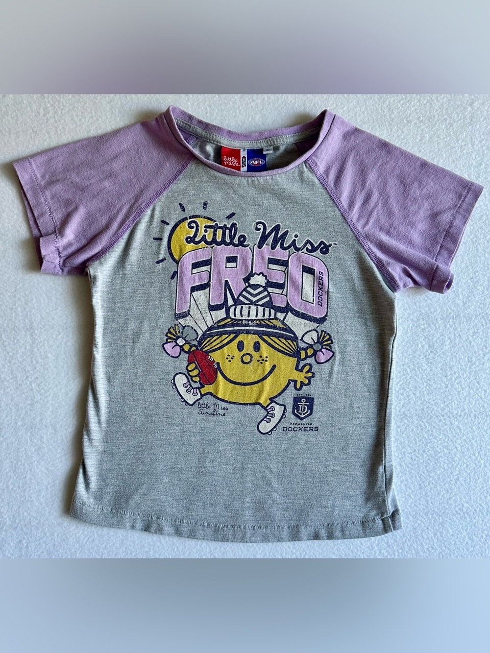 Little Miss FREO AFL Dockers Kids Tee • Sz 10 • Single Stitch